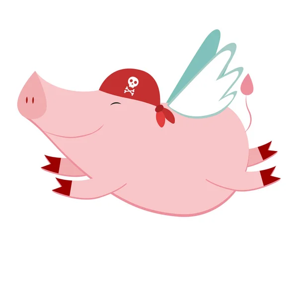 Pig Pirate Cartoon Vector Illustration — Stock Vector