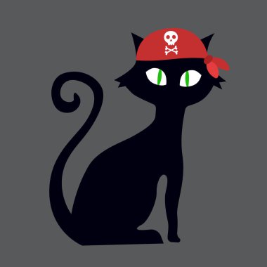 Cadılar Bayramı kedisi, düz, vektör illüstrasyon