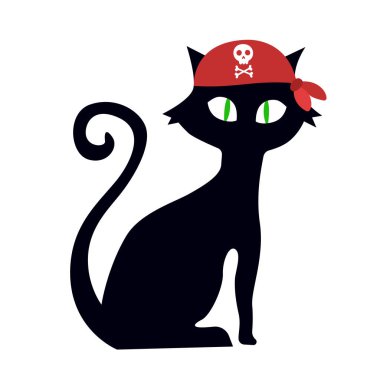 Cadılar Bayramı kedisi, düz, vektör illüstrasyon