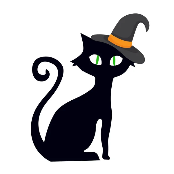 Хэллоуин Кошка Плоская Векторная Иллюстрация — стоковый вектор