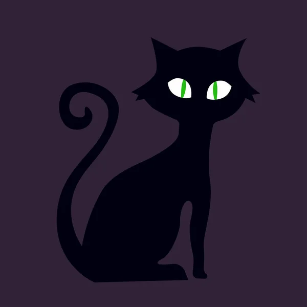 Хэллоуин Кошка Плоская Векторная Иллюстрация — стоковый вектор