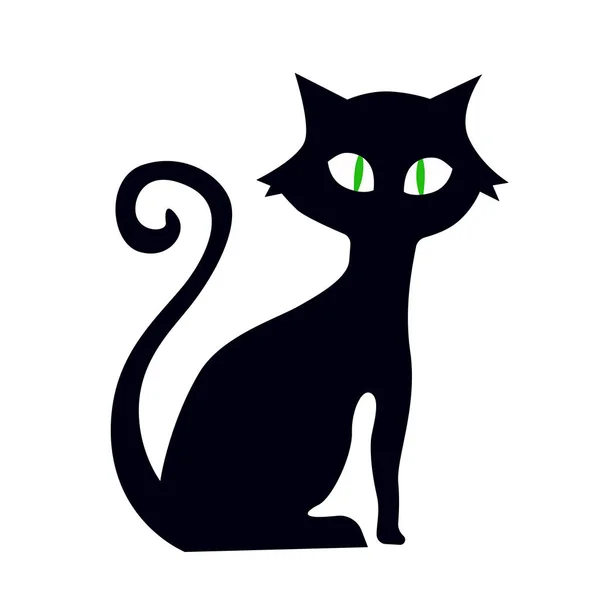 Halloween Katt Platt Vektor Illustration — Stock vektor