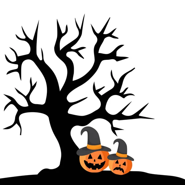 Árbol Del Horror Arte Ilustración Vectorial — Vector de stock