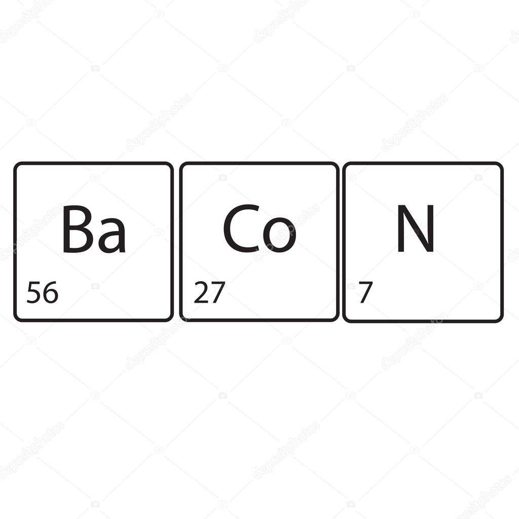 Bacon, periodic table, text, vecctor illustration