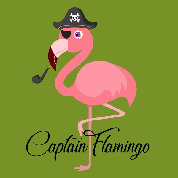 Flamingo Captaine Bonito Ilustração Vetorial — Vetor de Stock