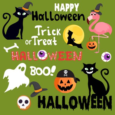  Mutlu Cadılar Bayramı Sanatı, vektör illüstrasyon