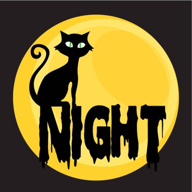 Gece Kedisi Sanatı, vektör illüstrasyon