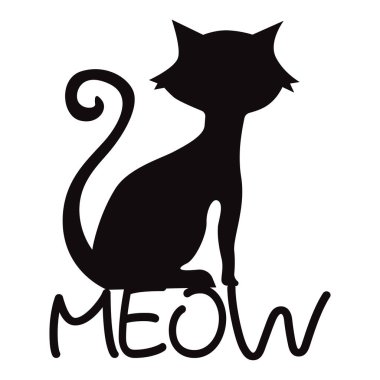 Kedi silueti, sanat, vektör illüstrasyon