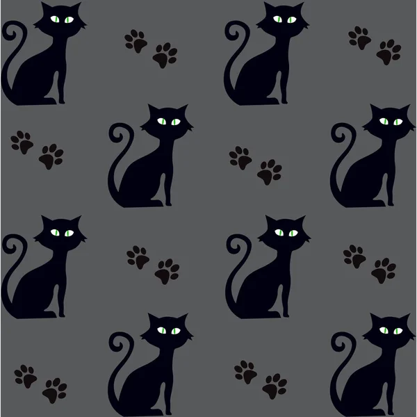 Silueta Gato Arte Ilustración Vectores — Vector de stock