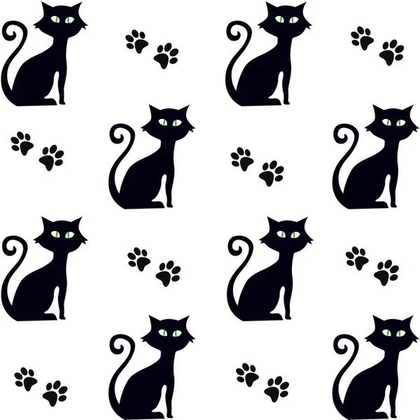 Silueta Gato Arte Ilustración Vectores — Vector de stock