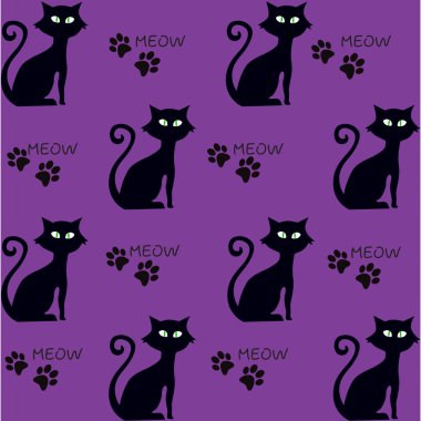 Kedi silueti, sanat, vektör illüstrasyon