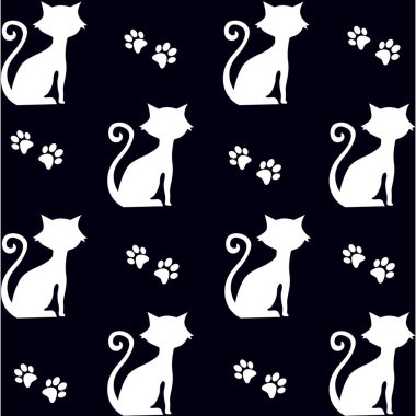 Kedi silueti, sanat, vektör illüstrasyon