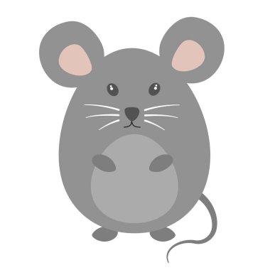 Sevimli gri fare, peynir, vektör illüstrasyon