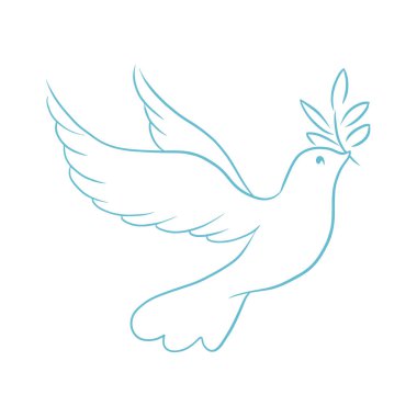 Beautiful, line sketch, dove, bird, vector illustration clipart
