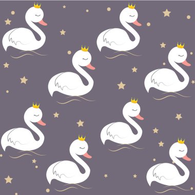 Sevimli, Kuğu, Çizgi Film, Vektör İllüstrasyon