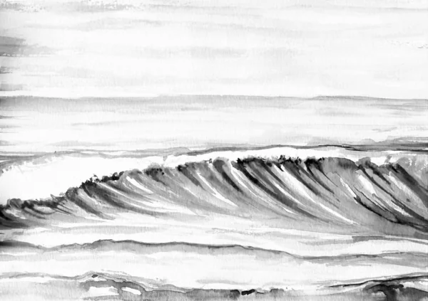 Vacker havsvåg, akvarell, konst — Stockfoto