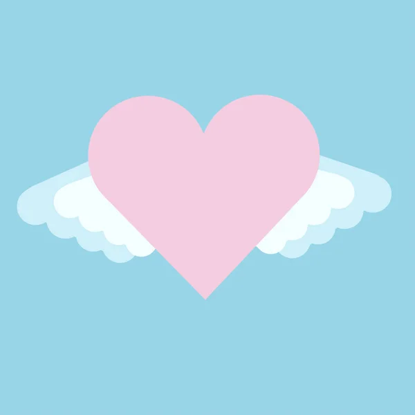 Romantické Srdce Křídla Valentýn Ilustrace — Stockový vektor