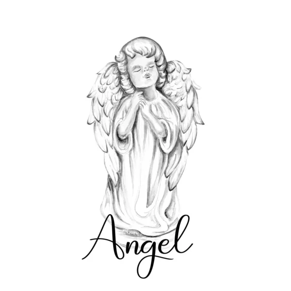 Милый Ангел Акварель Художественная Иллюстрация — стоковое фото