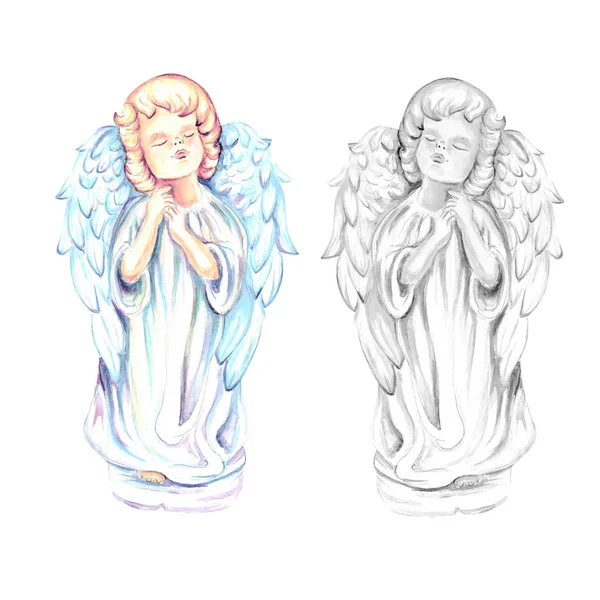 Cute Angel Water Color Art Illustration — Stock Photo, Image