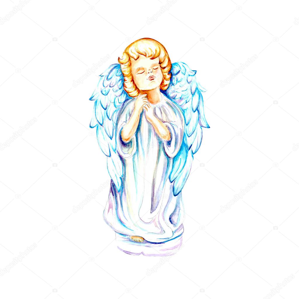 Cute angel, water color, art illustration
