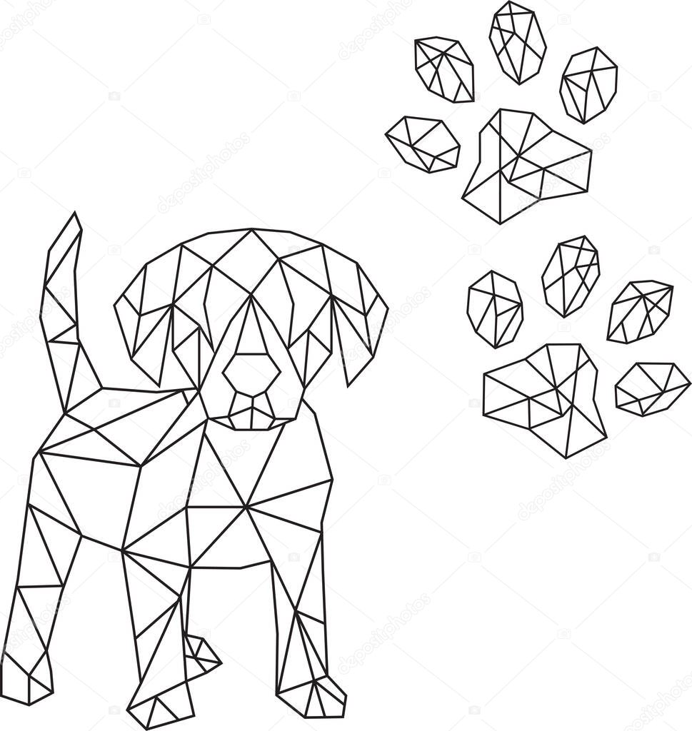 Vector abstract polygonal geometric dog