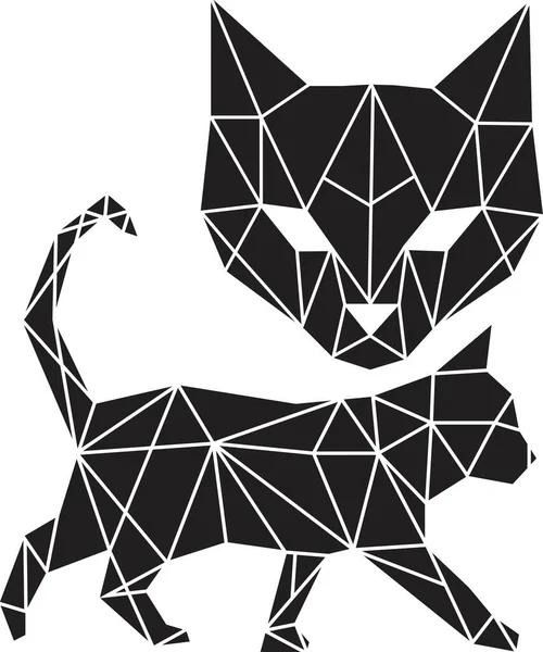 Vector Abstracte Polygonale Geometrische Kattenkop — Stockvector