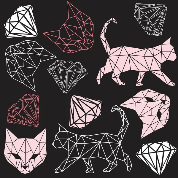 矢量抽象多边形几何猫头 — 图库矢量图片