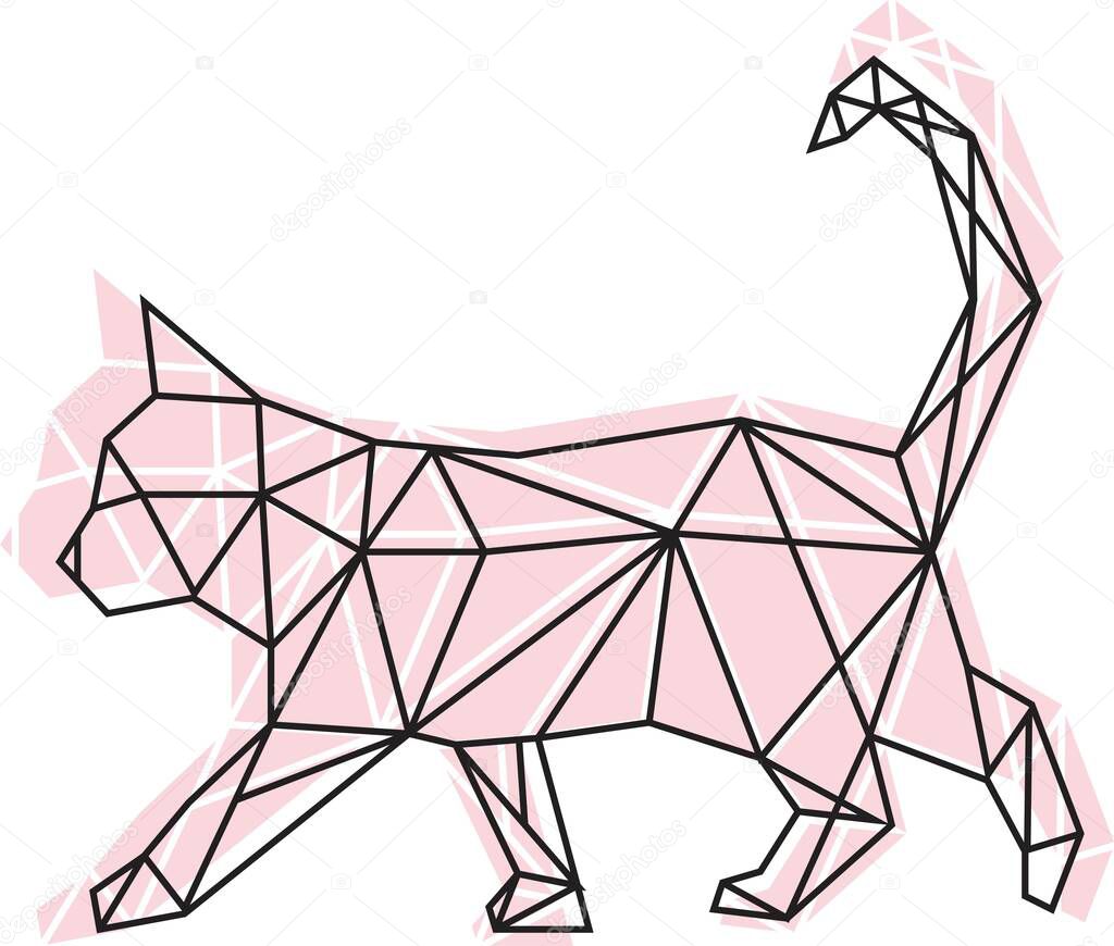 Vector abstract polygonal geometric cat head