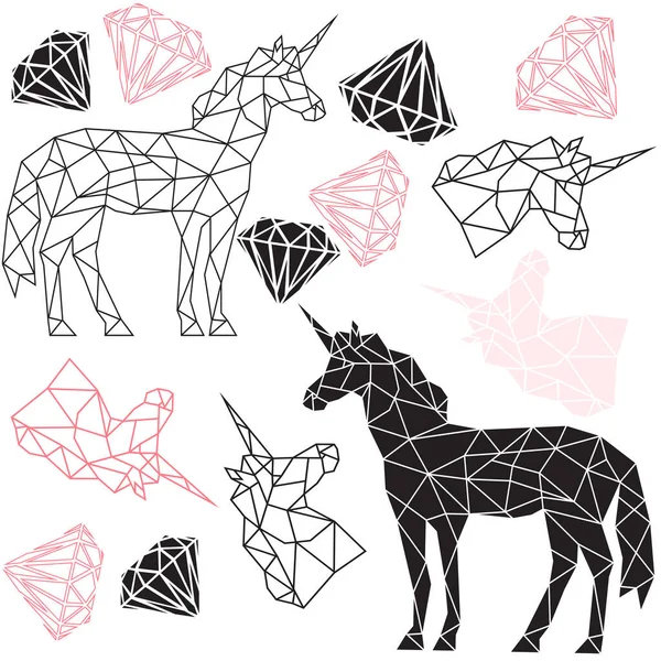 Oso Geométrico Poligonal Abstracto Vectorial Unicornio — Archivo Imágenes Vectoriales