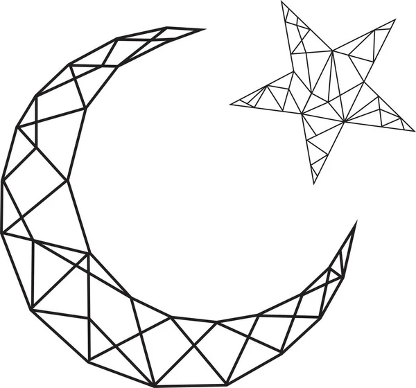 ベクトル抽象的な多角形の幾何学的星と月 — ストックベクタ