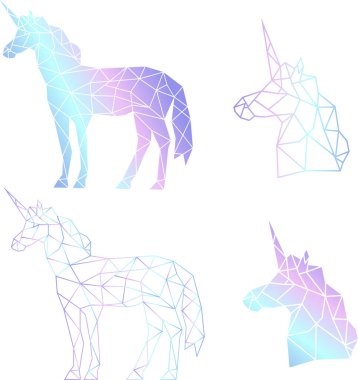 Print Vector abstract polygonal geometric unicorn clipart