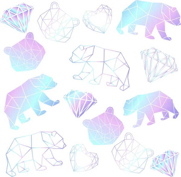 矢量抽象多边形几何熊独角兽 — 图库矢量图片