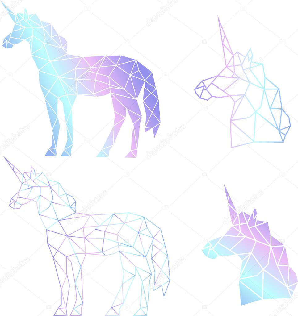 Print Vector abstract polygonal geometric unicorn