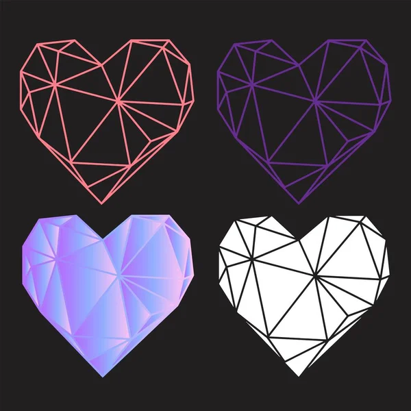 Skriv Vektor Abstrakt Polygonal Geometriskt Abstrakt Hjärta — Stock vektor