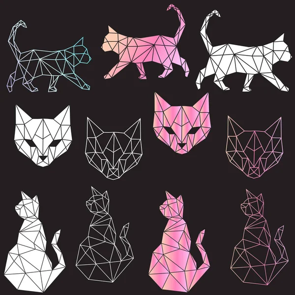 Διανυσματική Αφηρημένη Πολυγωνική Γεωμετρική Αφηρημένη Κεφαλή Γάτας — Διανυσματικό Αρχείο