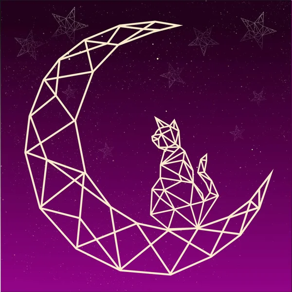 印刷ベクターの抽象的な多角形の幾何学的な抽象的な猫 — ストックベクタ