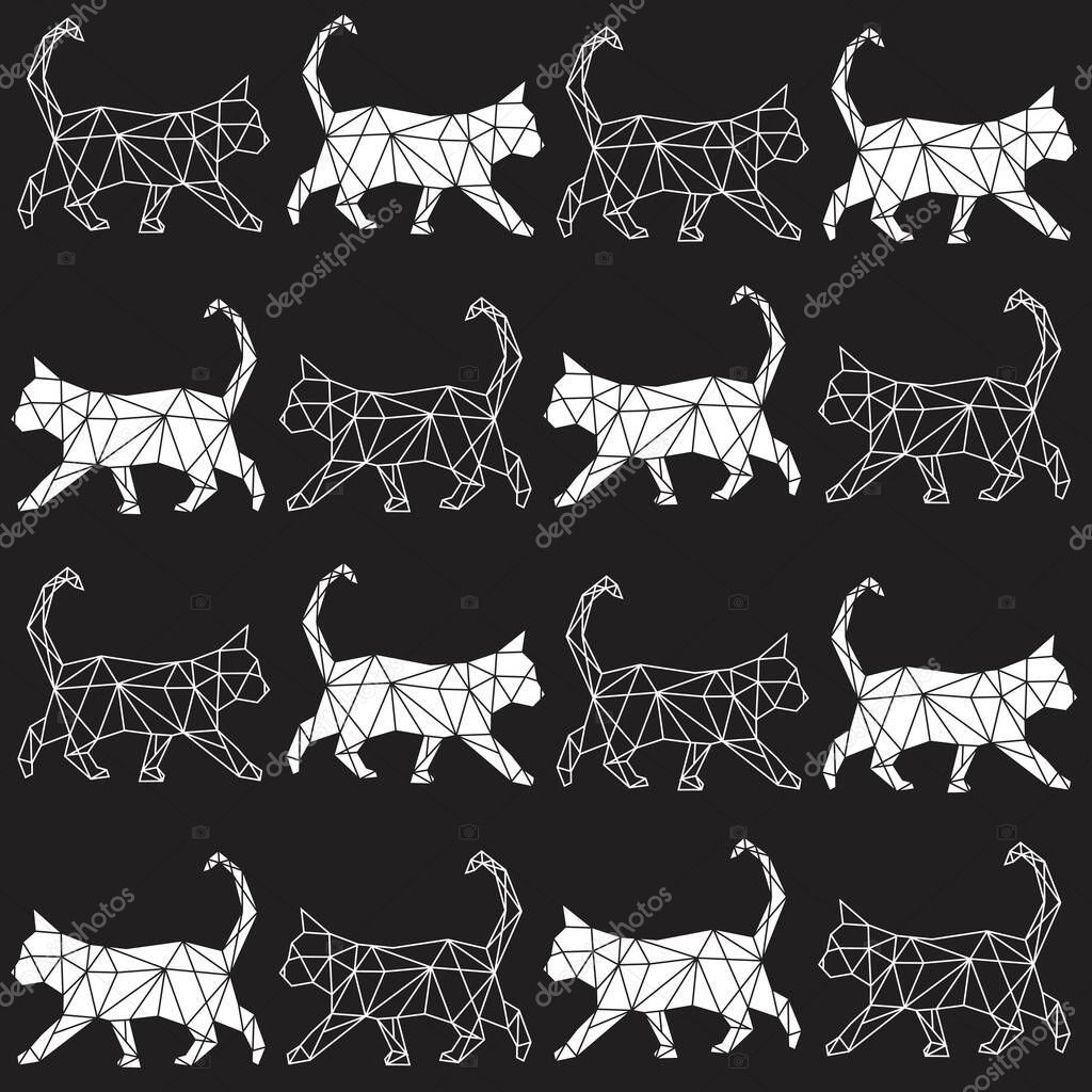 Print Vector abstract polygonal geometric cat