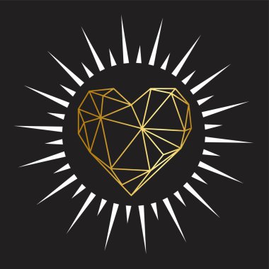 Soyut kalp yazdır, siyah. vektör illüstrasyonu