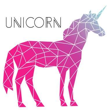 Soyut çokgen geometrik soyut tek boynuzlu atı yazdır