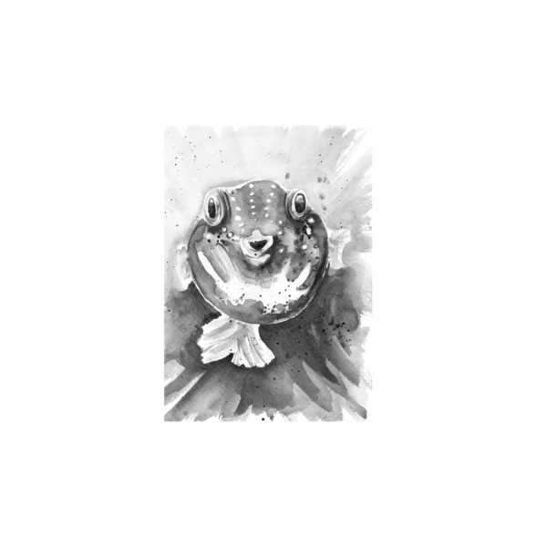 Aquarelle Painting Fish Sketch Art Illustration — Stock Photo, Image