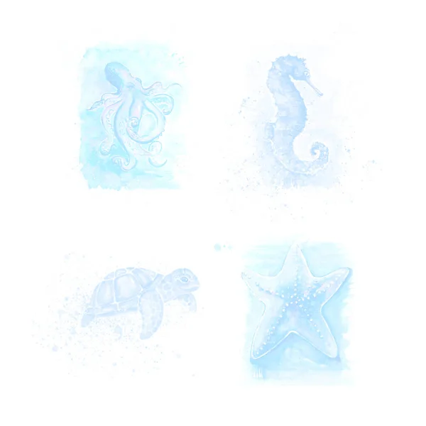 ภาพวาด Aquarelle ของส ทะเลภาพวาดร ปแบบศ ลปะ — ภาพถ่ายสต็อก