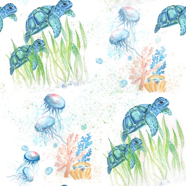 ภาพวาด Aquarelle ของส ทะเลภาพวาดศ ลปะ — ภาพถ่ายสต็อก