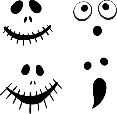 Mutlu Cadılar Bayramı kartları. Beyaz hayalet, vektör illüstrasyonu