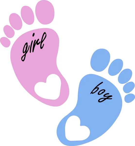 Print Cute Pink Blue Footprint Vector Illustration — 스톡 벡터