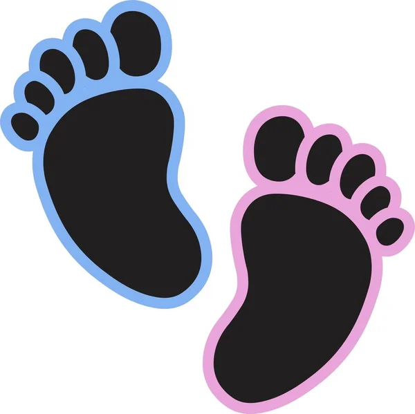 Print Cute Pink Blue Footprint Vector Illustration — 스톡 벡터
