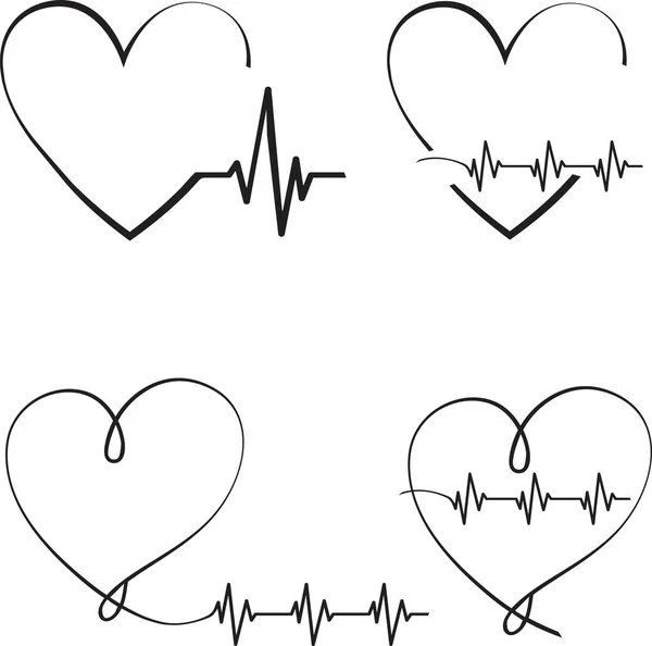 Print Cute Heart Line Vector Illustration — Stock Vector