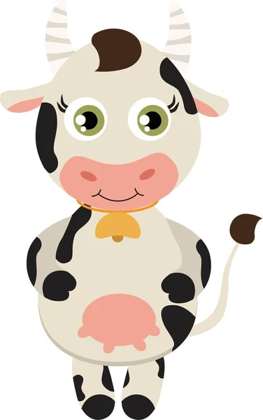 Print Funny Cartoon Cow Vector Illustration Art — 스톡 벡터