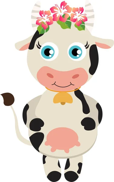 Print Funny Cartoon Cow Vector Illustration Art — 스톡 벡터