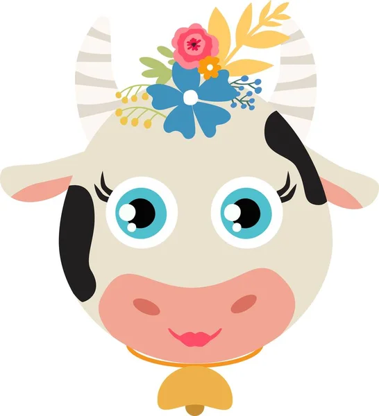 Εκτύπωση Αστεία Αγελάδα Κινουμένων Σχεδίων Διάνυσμα Τέχνης Απεικόνισης — Διανυσματικό Αρχείο