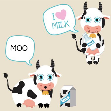 Parmak izi el çizimi, çiçek tacındaki şirin bir ineğin vektör çizimi. Vektör İllüstrasyonu.